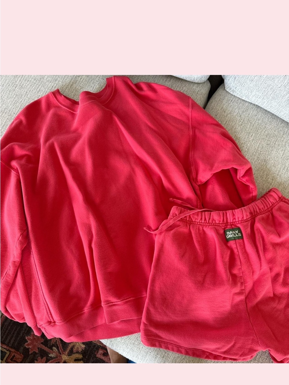 Daily Drills  Vibrant Pink Fleece Pullover & Elastic Shorts Set
